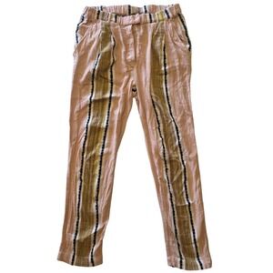 Free People Pants Striped Peach Casual Drawstring High Waist Womens Trousers